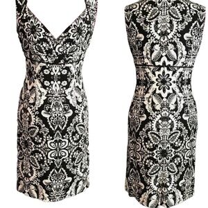 Antonio Melani Dress Women's Size 8 Black & White Cotton Sleeveless V-Neck‎